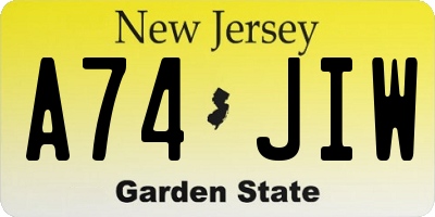 NJ license plate A74JIW