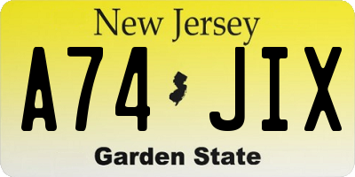 NJ license plate A74JIX