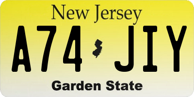 NJ license plate A74JIY