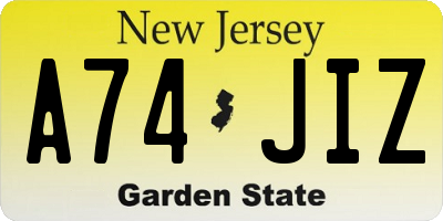 NJ license plate A74JIZ
