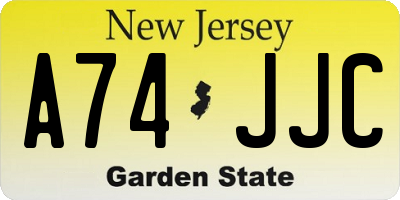 NJ license plate A74JJC