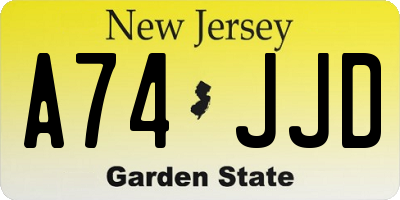 NJ license plate A74JJD