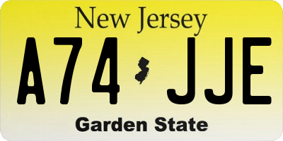 NJ license plate A74JJE