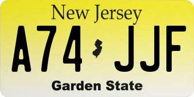NJ license plate A74JJF