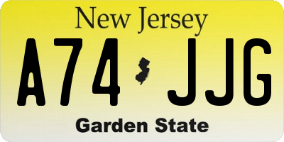NJ license plate A74JJG
