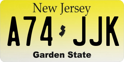 NJ license plate A74JJK