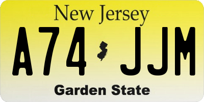 NJ license plate A74JJM