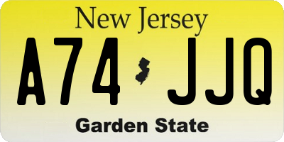 NJ license plate A74JJQ