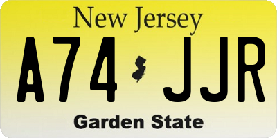 NJ license plate A74JJR
