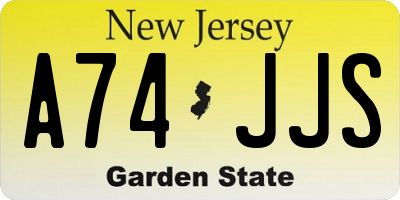 NJ license plate A74JJS