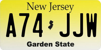 NJ license plate A74JJW
