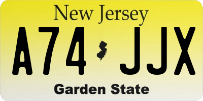 NJ license plate A74JJX