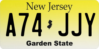 NJ license plate A74JJY