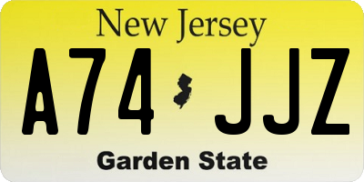 NJ license plate A74JJZ