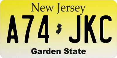NJ license plate A74JKC
