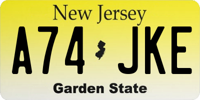 NJ license plate A74JKE