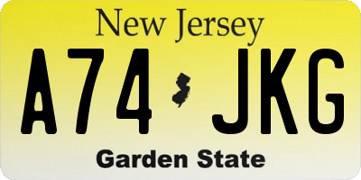 NJ license plate A74JKG