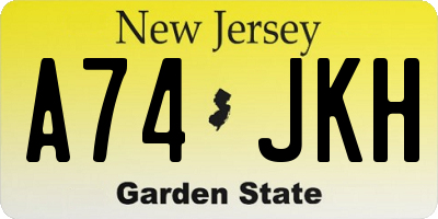 NJ license plate A74JKH