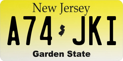 NJ license plate A74JKI