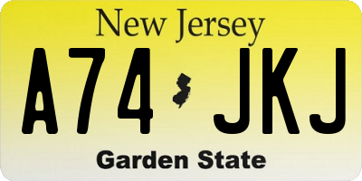 NJ license plate A74JKJ