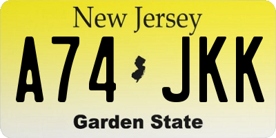 NJ license plate A74JKK