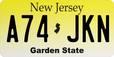 NJ license plate A74JKN