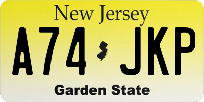 NJ license plate A74JKP