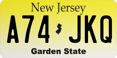 NJ license plate A74JKQ