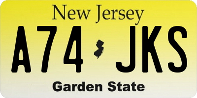 NJ license plate A74JKS