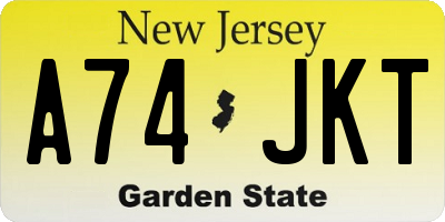 NJ license plate A74JKT