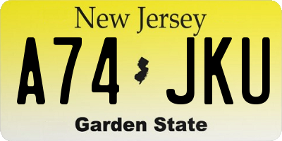 NJ license plate A74JKU