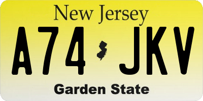 NJ license plate A74JKV