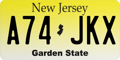 NJ license plate A74JKX