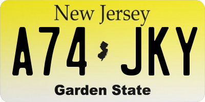 NJ license plate A74JKY