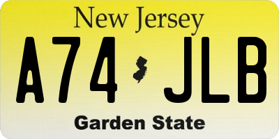 NJ license plate A74JLB