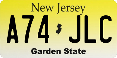 NJ license plate A74JLC