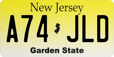 NJ license plate A74JLD