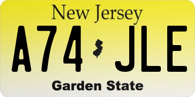 NJ license plate A74JLE