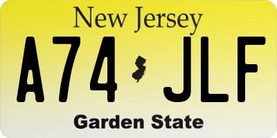 NJ license plate A74JLF