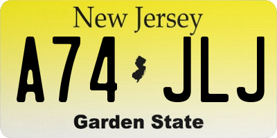 NJ license plate A74JLJ