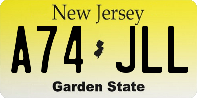NJ license plate A74JLL