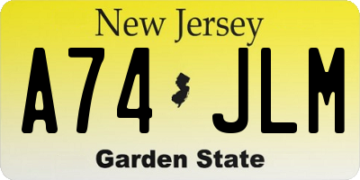 NJ license plate A74JLM