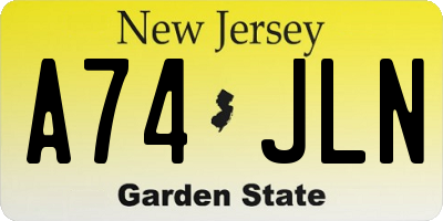 NJ license plate A74JLN