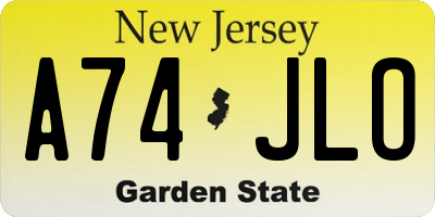 NJ license plate A74JLO