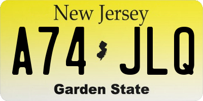 NJ license plate A74JLQ