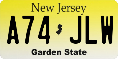 NJ license plate A74JLW