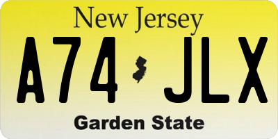 NJ license plate A74JLX