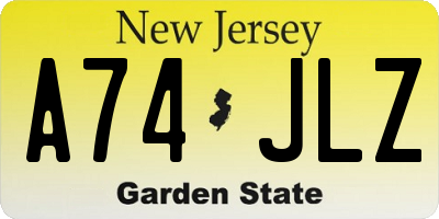 NJ license plate A74JLZ