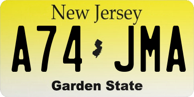 NJ license plate A74JMA