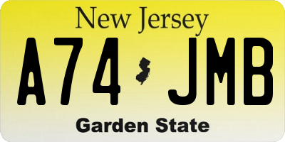NJ license plate A74JMB
